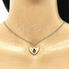 Oro Laminado Pendant Necklace, Gold Filled Style Heart and Hand of God Design, with White Micro Pave, Polished, Golden Finish, 04.341.0080.20 (02 MM Thickness, 20 Inches Length)