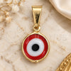 Oro Laminado Fancy Pendant, Gold Filled Style Evil Eye Design, Red Enamel Finish, Golden Finish, 05.32.0077.3