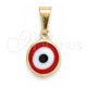 Dije Elegante 05.32.0077.3 Oro Laminado, Diseño de Ojo Griego, Esmaltado Rojo, Tono Dorado