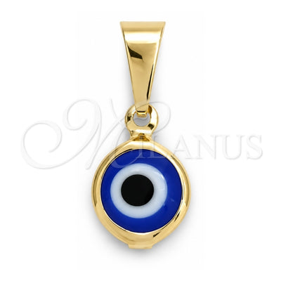 Oro Laminado Fancy Pendant, Gold Filled Style Evil Eye Design, Blue Enamel Finish, Golden Finish, 05.32.0079.2