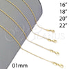 Oro Laminado Basic Necklace, Gold Filled Style Paperclip Design, Polished, Golden Finish, 04.32.0022.22 (0.50 Gauge, 01 MM Thickness, 22 Inches Length)