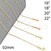Oro Laminado Basic Necklace, Gold Filled Style Paperclip Design, Polished, Golden Finish, 04.32.0023.22 (0.60 Gauge, 02 MM Thickness, 22 Inches Length)