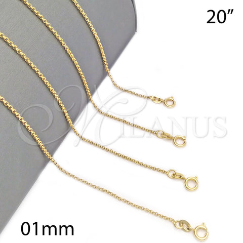 Oro Laminado Basic Necklace, Gold Filled Style Paperclip Design, Polished, Golden Finish, 04.32.0024.20 (0.60 Gauge, 01 MM Thickness, 20 Inches Length)