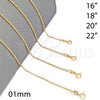 Oro Laminado Basic Necklace, Gold Filled Style Paperclip Design, Polished, Golden Finish, 04.32.0024.22 (0.60 Gauge, 01 MM Thickness, 22 Inches Length)