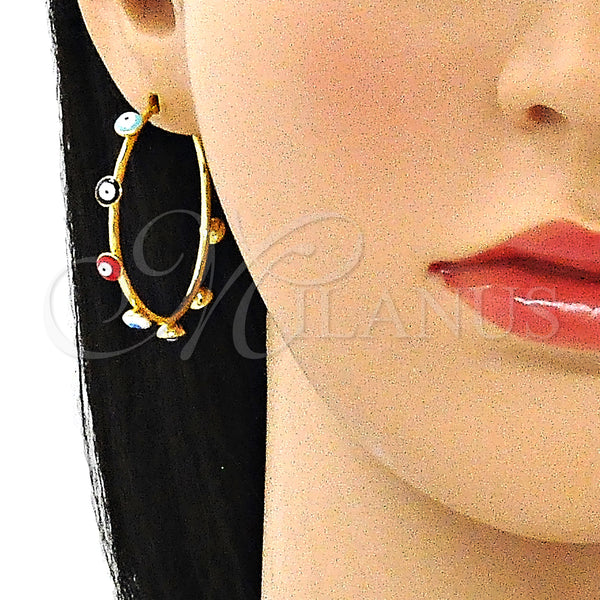 Gold Filled Ring — Stud Earring Evil Eye Design Multicolor Enamel 02. — alternate product view — SKU 140435 | Oro Laminado anillo — Stud Earring Evil Eye diseño Multicolor Enamel 02. — SKU 140435