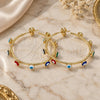 Oro Laminado Stud Earring, Gold Filled Style Evil Eye Design, Multicolor Enamel Finish, Golden Finish, 02.341.0068