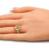 Oro Laminado Elegant Ring, Gold Filled Style Paperclip Design, Polished, Golden Finish, 01.341.0017 (One size fits all)