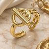 Oro Laminado Elegant Ring, Gold Filled Style Paperclip Design, Polished, Golden Finish, 01.341.0017 (One size fits all)