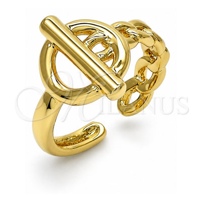 Oro Laminado Elegant Ring, Gold Filled Style Paperclip Design, Polished, Golden Finish, 01.341.0017 (One size fits all)