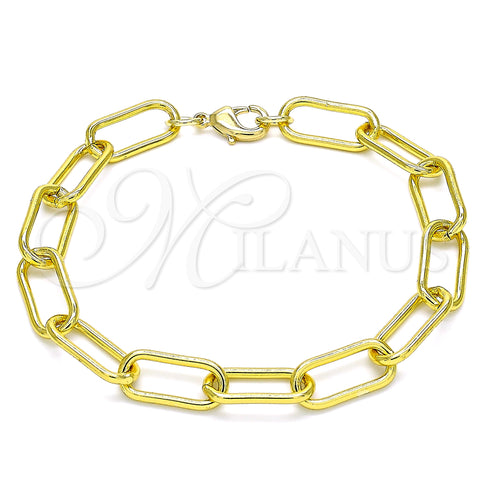 Oro Laminado Basic Bracelet, Gold Filled Style Paperclip Design, Polished, Golden Finish, 03.341.0122.08 (08 MM Thickness, 8 Inches Length)