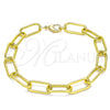 Oro Laminado Basic Bracelet, Gold Filled Style Paperclip Design, Polished, Golden Finish, 03.341.0122.08 (08 MM Thickness, 8 Inches Length)