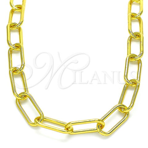 Oro Laminado Basic Necklace, Gold Filled Style Paperclip Design, Polished, Golden Finish, 04.341.0081.18 (08 MM Thickness, 18 Inches Length)