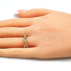 Oro Laminado Multi Stone Ring, Gold Filled Style Paperclip Design, with White Micro Pave, Polished, Golden Finish, 01.341.0020 (One size fits all)