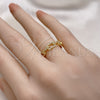 Oro Laminado Multi Stone Ring, Gold Filled Style Paperclip Design, with White Micro Pave, Polished, Golden Finish, 01.341.0020 (One size fits all)