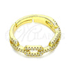 Oro Laminado Multi Stone Ring, Gold Filled Style Paperclip Design, with White Micro Pave, Polished, Golden Finish, 01.341.0020 (One size fits all)