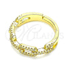 Oro Laminado Multi Stone Ring, Gold Filled Style Paperclip Design, with White Micro Pave, Polished, Golden Finish, 01.341.0020 (One size fits all)