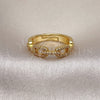 Oro Laminado Multi Stone Ring, Gold Filled Style Paperclip Design, with White Micro Pave, Polished, Golden Finish, 01.341.0020 (One size fits all)
