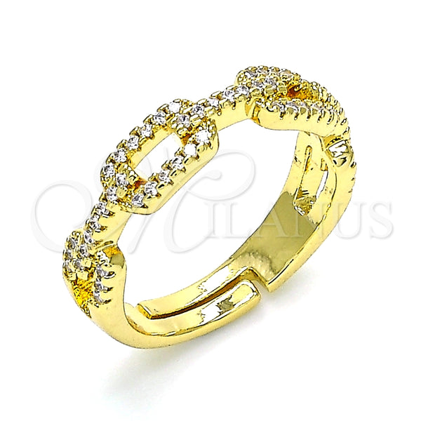 Gold Filled Ring — Multi Stone Ring Paperclip Design with White Micro — main product view — SKU 140450 | Oro Laminado anillo — Multi Stone Ring Paperclip diseño with blanco Micro — SKU 140450