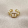 Oro Laminado Multi Stone Ring, Gold Filled Style Puff Mariner Design, with White Micro Pave, Polished, Golden Finish, 01.341.0022 (One size fits all)
