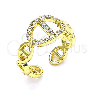 Gold Filled Ring — Multi Stone Ring Puff Mariner Design with White — main product view — SKU 140452 | Oro Laminado anillo — Multi Stone Ring Puff Mariner diseño with blanco — SKU 140452