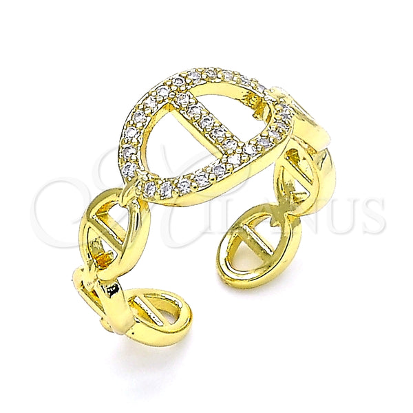 Gold Filled Ring — Multi Stone Ring Puff Mariner Design with White — main product view — SKU 140452 | Oro Laminado anillo — Multi Stone Ring Puff Mariner diseño with blanco — SKU 140452