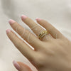 Oro Laminado Multi Stone Ring, Gold Filled Style Curb Design, with White Micro Pave, Polished, Golden Finish, 01.341.0023 (One size fits all)