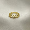 Oro Laminado Multi Stone Ring, Gold Filled Style Curb Design, with White Micro Pave, Polished, Golden Finish, 01.341.0023 (One size fits all)