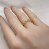Oro Laminado Multi Stone Ring, Gold Filled Style Infinite Design, with White Micro Pave, Polished, Golden Finish, 01.341.0024 (One size fits all)