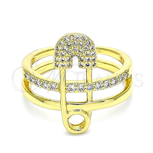 Gold Filled Ring — Multi Stone Ring Paperclip Design with White Micro — main product view — SKU 140455 | Oro Laminado anillo — Multi Stone Ring Paperclip diseño with blanco Micro — SKU 140455