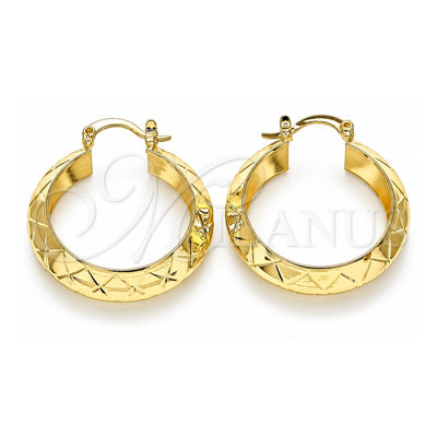 Oro Laminado Medium Hoop, Gold Filled Style Diamond Cutting Finish, Golden Finish, 02.170.0377.30