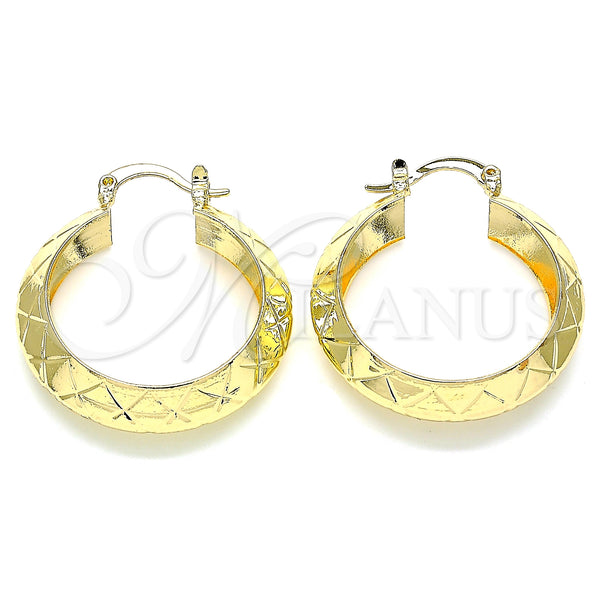 Gold Filled Hoop Earrings — Medium Hoop Diamond Cutting 02. — main product view — SKU 140476 | Oro Laminado aretes de aro — Medium Hoop Diamond Cutting 02. — SKU 140476