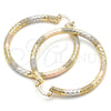 Oro Laminado Large Hoop, Gold Filled Style Diamond Cutting Finish, Tricolor, 02.170.0242.1.50