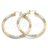 Oro Laminado Large Hoop, Gold Filled Style Diamond Cutting Finish, Tricolor, 02.170.0242.1.50