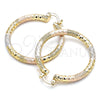 Oro Laminado Medium Hoop, Gold Filled Style Diamond Cutting Finish, Tricolor, 02.170.0242.1.40