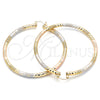 Oro Laminado Extra Large Hoop, Gold Filled Style Diamond Cutting Finish, Tricolor, 02.170.0242.1.70