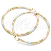 Oro Laminado Extra Large Hoop, Gold Filled Style Diamond Cutting Finish, Tricolor, 02.170.0242.1.80