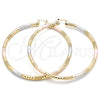 Oro Laminado Extra Large Hoop, Gold Filled Style Diamond Cutting Finish, Tricolor, 02.170.0242.1.80