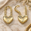 Oro Laminado Huggie Hoop, Gold Filled Style Lock and Heart Design, Polished, Golden Finish, 02.362.0001.10