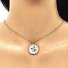 Oro Laminado Pendant Necklace, Gold Filled Style with White Cubic Zirconia, Multicolor Enamel Finish, Golden Finish, 04.362.0002.20 (02 MM Thickness, 20 Inches Length)