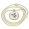Oro Laminado Pendant Necklace, Gold Filled Style with White Cubic Zirconia, Multicolor Enamel Finish, Golden Finish, 04.362.0002.20 (02 MM Thickness, 20 Inches Length)