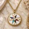 Oro Laminado Pendant Necklace, Gold Filled Style with White Cubic Zirconia, Multicolor Enamel Finish, Golden Finish, 04.362.0002.20 (02 MM Thickness, 20 Inches Length)