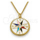Collares con Dije 04.362.0002.20 Oro Laminado, con Zirconia Cubica Blanca, Esmaltado Multicolor, Tono Dorado (Grosor 02 MM, 20 Pulgadas de Largo)