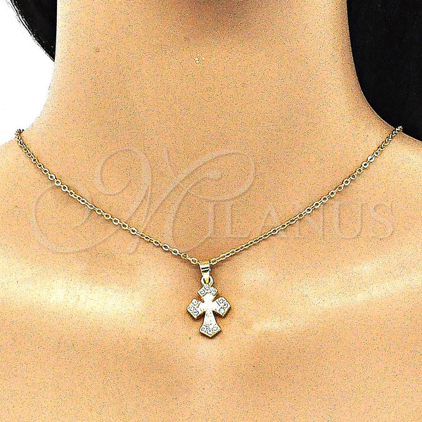 Gold Filled Pendant — Religious Pendant Cross Design with White Crystal Polished — alternate product view — SKU 140516 | Oro Laminado dije — Religious Pendant cruz diseño with cristal blanco pulido — SKU 140516