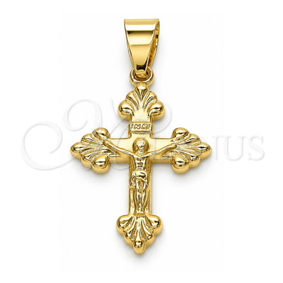 Oro Laminado Religious Pendant, Gold Filled Style Crucifix Design, Polished, Golden Finish, 05.213.0088