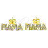 Gold Filled Ring — Stud Earring Mom Design with White Micro Pave — alternate product view — SKU 140530 | Oro Laminado anillo — Stud Earring Mom diseño with blanco Micro Pave — SKU 140530