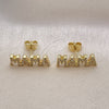 Gold Filled Ring — Stud Earring Mom Design with White Micro Pave — alternate product view — SKU 140530 | Oro Laminado anillo — Stud Earring Mom diseño with blanco Micro Pave — SKU 140530