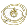 Oro Laminado Pendant Necklace, Gold Filled Style Heart and Mom Design, with White Micro Pave, Polished, Golden Finish, 04.362.0004.20 (02 MM Thickness, 20 Inches Length)