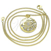 Oro Laminado Pendant Necklace, Gold Filled Style Evil Eye Design, with White Cubic Zirconia, Polished, Golden Finish, 04.362.0005.20 (02 MM Thickness, 20 Inches Length)