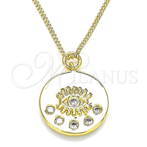 Gold Filled Necklace — Pendant Necklace Evil Eye Design with White Cubic — main product view — SKU 140536 | Oro Laminado collar — Pendant Necklace Evil Eye diseño with blanco Cubic — SKU 140536