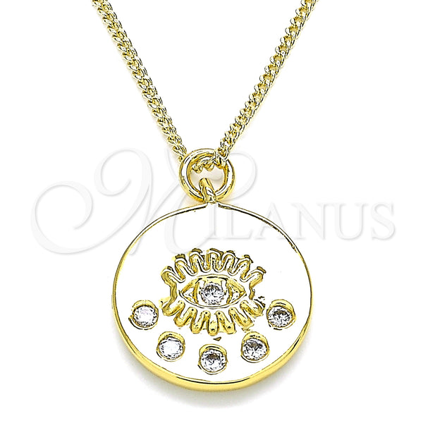 Gold Filled Necklace — Pendant Necklace Evil Eye Design with White Cubic — main product view — SKU 140536 | Oro Laminado collar — Pendant Necklace Evil Eye diseño with blanco Cubic — SKU 140536